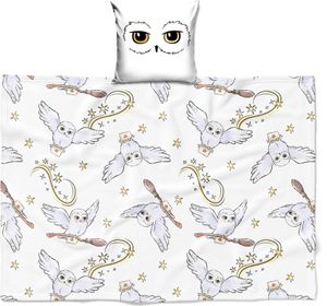 Kuscheldecke / 2-in-1 Set, Kissenbezug und Flauschdecke "Harry Potter - Eule Hedwig"