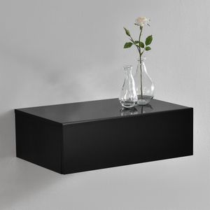 Wandregal 'Oslo' mit Schublade 46x30x15cm Schwarz Hochglanz