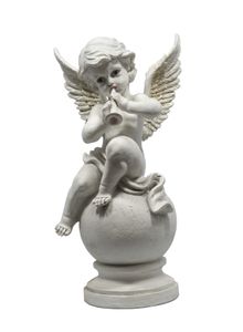 Engel auf Kugel Schutzengel Deko Garten Figur Skulptur Grabschmuck Putte Elfe
