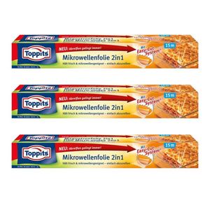 Toppits Mikrowellen- Frischhalte-Folie 2in1 Easy-Cut 15m x 32,5cm  (3er Pack)
