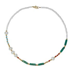 Boho Perle Perlenkette Weiblich Achat Grün Halbedelstein Schlüsselbein Choker Schmuck Geschenk