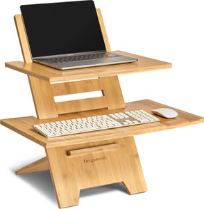 Xergonomic Stehpult  – Stehtisch – Computertisch – Standing Desk – Tisch höhenverstellbar – Laptopständer - Langlebiges Bambusholz - Ergonomisches Arbeiten