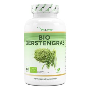 Vit4ever® Bio Gerstengras - 365 vegane Kapseln - Hochdosiert mit 1500mg je Tagesportion - Vegan - Ohne unerwünschte Zusätze - Premium Qualität