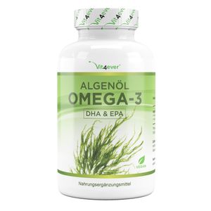 Vit4ever® Algenöl Omega 3-90 Kapseln - Einführungspreis - 1500 mg pro Tagesportion (davon 675 mg DPA & 240 mg EPA) - 100% pflanzliches & veganes Öl aus Algen - Labor - Hochdosiert