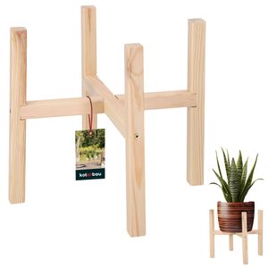 KOTARBAU® Blumenständer Holz natural Kreuz 34 x 34 x 30 cm Pflanzenständer Holz Blumenständer Plant Stand Blumentopfständer für innen Blumentopfregal Blumentopf Ständer Holz