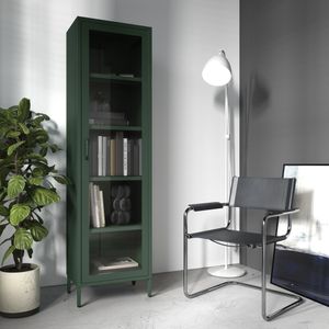Vitrinenschrank Bücherschrank mit 4 Fachböden Vitrine Glitzernd Metall Flaschengrün Vitrinenschrank Bücherschrank mit 4 Fachböden Vitrine Glitzernd Metall Flaschengrün
