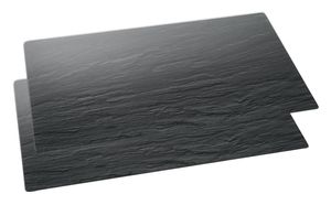 Herdabdeckplatten - Grau - Sicherheitsglas - 30 x 52 cm - Schieferoptik - 2-teilig