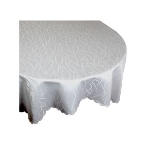 Tischdecke Oval Damast Streifen 135x180 cm Silber Tischwäsche Tischdecken