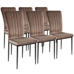 Albatros Esszimmerstühle mit Samt-Bezug 6er Set MODENA, Braun - Stilvolles Vintage Design, Eleganter Polsterstuhl am Esstisch - Küchenstuhl oder Stuhl Esszimmer mit hoher Belastbarkeit