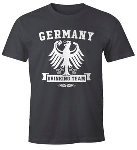 Herren T-Shirt WM Deutschland Fußball Germany Drinking Team Fun-Shirt Moonworks® dunkelgrau XL