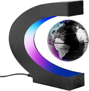 Schwebender Globus: Freischwebender Globus in Magnet-Ring mit bunter LED-Beleuchtung (Schwebende Weltkugel)