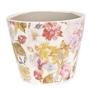 Clayre & Eef Blumentopf Ø 12x10 cm Rosa Beige Keramik Blumen
