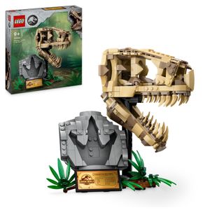 LEGO Jurassic World Dinosaurier-Fossilien: T.-rex-Kopf, Dinosaurier-Spielzeug zum Bauen, Dino-Deko fürs Kinderzimmer, T-Rex-Schädel-Skelett mit Fußabdruck, Geschenk für Jungs und Mädchen 76964