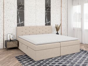 FEDVE Boxspringbett Schlafzimmerbett PEKIN mit 2 Bettkästen, Doppelbett mit Bonell-Matratze und Topper 180x200