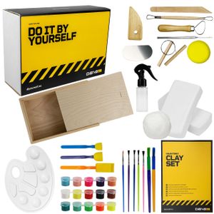 Dibys Töpfer-Set für Kinder und Erwachsene Weißer Ton Modellierwerkzeug Farben