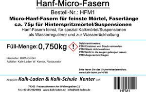 Micro-Hanf-Fasern, 0,750 kg im Eimer, für Spezial-Kalkmörtel