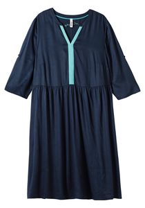 sheego Damen Große Größen Kleid mit Taschen und weitem Rock Tunikakleid Citywear feminin Rundhals-Ausschnitt - unifarben