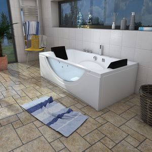 Whirlpool Pool Badewanne Wanne W81-B-SC 180x90cm mit Farblicht, aktive Schlauch-Reinigung