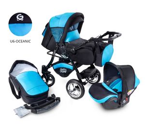 GaGaDumi Urbano Kombikinderwagen Kinderwagen Babyschale 3in1 System Autositz (U6-Oceanic)