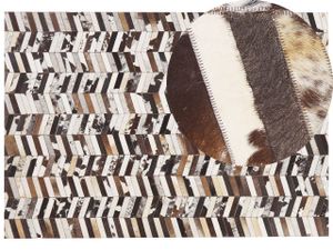 BELIANI Teppich Braun/Weiß Kuhfell rechteckig 160x230 cm Patchwork Lederteppich für Wohnzimmer Schlafzimmer Flur Salon Esszimmer
