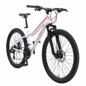 BIKESTAR Hardtail Aluminium Mountainbike 26 Zoll, 21 Gang Shimano Schaltung mit Scheibenbremse | 16 Zoll Rahmen MTB Erwachsenen- und Jugendfahrrad | Weiß