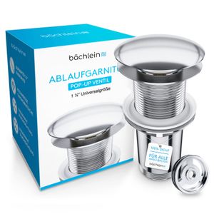 Bächlein Pop Up Ablaufgarnitur ohne Überlauf für Waschbecken & Waschtisch - Chrom