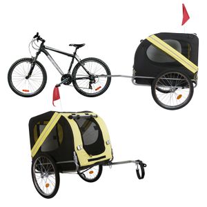 Hunde Fahrradanhänger mit Sicherheitsdrehkupplung, Fliegengitter & Regenschutz, schwarz gelb