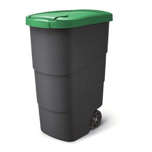 Prosperplast Wheeler 90L Müllbehälter mit Rädern und Deckel Mülltonne Müllgroßbehälter Großmülltonne Universaltonne Kunststoff Grün