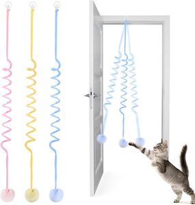 3 Stück Interaktives Katzenspielzeug Ball, Indoor Katzen Spielzeug Selbstbeschäftigung Mit Saugnapf Glocke, Hängen automatische Katzenspielzeug
