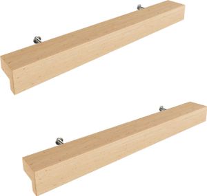 Sossai Holz Möbelgriffe aus Buche | GAH01 | Lochabstand 128mm, Länge 188mm, 2 Stück