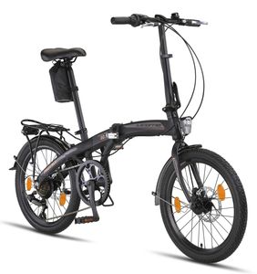 Licorne Bike Phoenix 2D, 20 Zoll Aluminium-Faltrad-Klapprad, Scheibenbremse, Discbremse, V-Bremse Faltfahrrad-Herren-Damen, 7 Gang Kettenschaltung - Folding City Bike, Alu-Rahmen, Abdeckung, StVZO, Vorderlampe, Hinterlampe