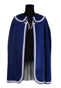 T2564-0417 lang blau mit Silberborte Damen Herren Prinzen Umhang Dreigestirn Kostüm Länge ca.98 cm