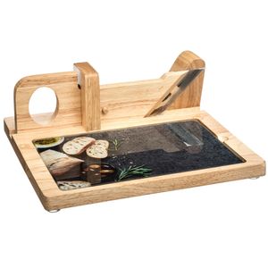 Holzbrett mit Hobel, multifunktionales Küchenzubehör mit Glasplatte zum Servieren von Mahlzeiten