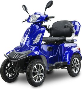 Elektrický skútr pro seniory BILI BIKE SHINO QUADRO LIT se silničním průkazem, čtyřkolka, 1000 W, 60V 20Ah lithiová baterie, 25 km/h, modrý