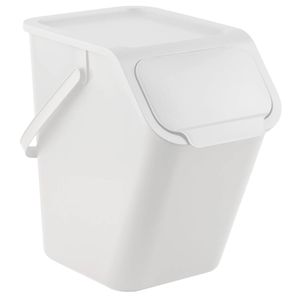 Go Practic Mülleimer Stapelbox, Abfalltrennsystem zur Mülltrennung in der Küche, Abfallsystem mit Klick-Deckel, Müllkorb mit Deckel, Abfallbehälter, Mülltrennsystem Weiss 1x25 l