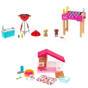 Mattel Barbie: Mini hracia súprava s 2 šteniatkami, búdkou a doplnkami pre domáce zvieratá (GRG78)