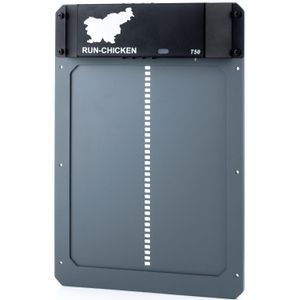 RUN-CHICKEN Automatische Hühnerklappe mit Lichtsensor und Timer, Batteriebetrieben, Vollaluminium Konstruktion, Modell T50 Grau