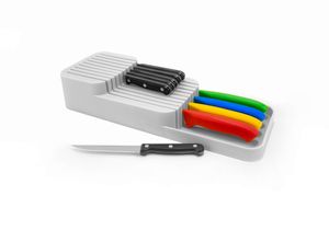 Messerblock Organizer für Küchenmesser Messerhalter Schubladeneinsatz Weiss