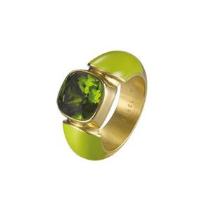 Joop Damen Ring Edelstahl gold grün Zirkonia JPRG10594D, Ringgröße:55 (17.5 mm Ø)