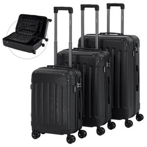 AREBOS cestovní kufr sada 3 klasických kufrů z tvrdé skořepiny ABS sada kufrů na kolečkách teleskopická rukojeť včetně zipu, 360° kolečka M-L-XL