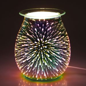 3D Feuerwerk Glas Duftlampe Elektrische Aromalampe Duftaroma Kerzen Ölbrenner Wachs Schmelze Wärmer
