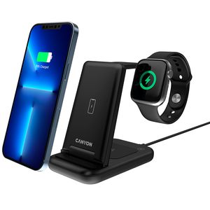 Canyon Ladegerät Wireless Dock 3in1 QI für Apple  15W  black retail