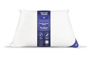 Natur Kissen Kopfkissen Daunenkissen 1 Stück 80x80cm 15% Daunen / 85% Federn, Füllgewicht 1500 Gramm Welt der Träume