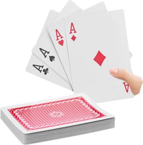 Relaxdays 2 x jumbo pokerové karty, 108 kariet, vodotesné plastové hracie karty XXL, zábavný darček alebo dekorácia, 18 x 13 cm, farebné