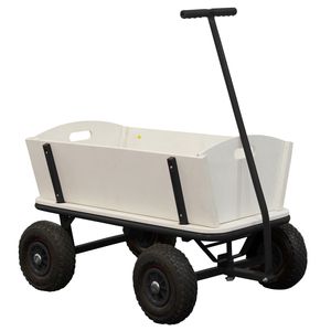 SUNNY Billy Beach Wagon Bollerwagen in Schwarz | Kinder Handwagen aus Holz mit Luftreifen | Belastbar bis 100  kg | 94x61x97cm