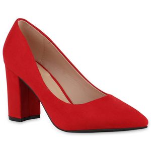 VAN HILL Damen Klassische Pumps Elegante Spitze Schuhe 840685, Farbe: Rot, Größe: 39