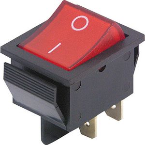 Wippenschalter McPower, 4-polig, beleuchtete Wippe, 250V/15A, Stellungen: EIN/AUS