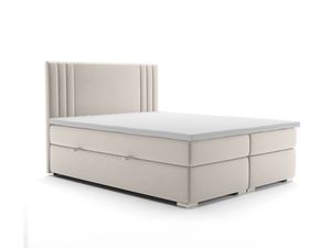 MOB, Manželská posteľ Boxspring 160 cm - Morcano (krémová) (s úložným priestorom)