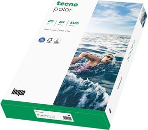 TECNO 2100011495 Kopierpapier Polar - A3, 80g, weiß, 500 Blatt, Recyclingpapier
