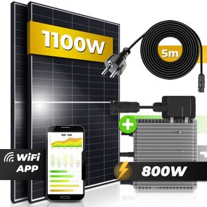 Balkonkraftwerk 2x550W Set 1100W/600W Upgradebar 800W Photovoltaik Solaranlage WIFI Smart Mini-PV Anlage Solarpanel